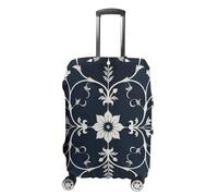NTVOWPZO Housse de protection pour valise, housse de protection pour valise, bleu foncé, fleurs élastiques, lavables pour bagages de 53,3 à 81,3 cm, Style :, L