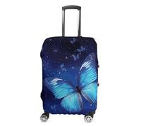 NTVOWPZO Housse de protection pour valise, housse de protection pour valise, bleu, motif papillon étoilé, housse élastique lavable pour bagages de 48,3 à 81,3 cm, Style :, M