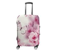 NTVOWPZO Housse de protection pour valise, housse de protection pour valise, motif fleurs et papillons, housse élastique lavable pour bagages de 48,3 à 81,3 cm, Style :, L