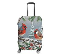 NTVOWPZO Housse de protection pour valise, housse de protection pour valise, motif oiseaux de neige sur branches d'arbre, housse de valise élastique lavable pour bagages de 48,3 à 81,3 cm, Style :, S