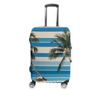 NTVOWPZO Housse de protection pour valise, housse de protection pour valise, rayures bleues et cocotier, housse élastique lavable pour bagages de 48,3 à 81,3 cm, Style :, M