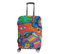 NTVOWPZO Housse de protection pour valise, housse de protection pour valise, style hippie, graffiti, housse élastique lavable, convient aux bagages de 48 à 81 cm, Style :, L