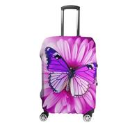 NTVOWPZO Housse de protection pour valise, housse de protection pour valise, violet, papillon et fleur, housse élastique lavable pour bagages de 48,3 à 81,3 cm, Style :, M