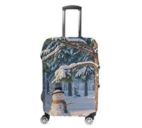 NTVOWPZO Housses de bagage pour valise, housse de bagage de voyage, housse de protection pour valise, bonhomme de neige sous un pin, housse de valise élastique lavable pour bagages de 48,3 à 81,3 cm,