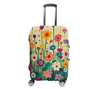 NTVOWPZO Housses de bagage pour valise, housse de protection pour valise, housse de protection pour valises peintes à la main, fleurs aquarelles, housse de valise élastique lavable pour bagages de