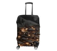 NTVOWPZO Housses de bagage pour valise, housse de protection pour valise, protection de valise, un village en hiver, housse de valise élastique lavable pour bagages de 53,3 à 81,3 cm, Style :, M