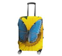 NTVOWPZO Housses de bagage pour valise, housse de protection pour valise, tournesol, bleu, papillon, élastique, lavable, convient aux bagages de 48,3 à 81,3 cm, Style :, M