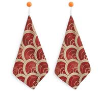 NTVOWPZO Lot de 2 torchons de cuisine super absorbants 30,5 x 30,5 cm, torchons à vaisselle multi-usages en microfibre pour table de cuisson, vaisselle, éviers, torchons à vaisselle (rouge et beige)