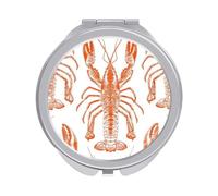 NTVOWPZO Petit miroir de poche compact à motif crevette orange - Miroir de poche rond compact double face - Miroir de poche portable pour sac à main