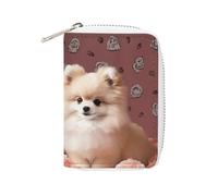 NTVOWPZO Porte-cartes de crédit pour homme - Porte-cartes de visite souple - Chiots de Poméranie - Avec fermeture éclair - Style : 16 x 11,5 cm - Style : 16 x 11,5 cm, Style :, 16x11.5cm