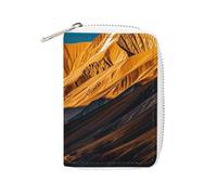 NTVOWPZO Porte-cartes de crédit pour homme - Porte-cartes de visite souple - Montagnes dorées et lune - Avec fermeture éclair - Style : 16 x 11,5 cm - Style : 16 x 11,5 cm, Style :, 16x11.5cm