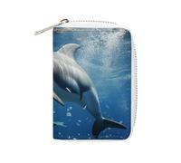 NTVOWPZO Porte-cartes de crédit pour homme - Porte-cartes de visite souple - Motif dauphins mignons - Avec fermeture éclair - 16 x 11,5 cm, Style :, 16x11.5cm