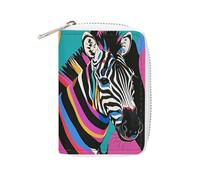 NTVOWPZO Porte-cartes de crédit pour homme - Porte-cartes de visite souple - Zèbre coloré - Avec fermeture éclair - Style : 16 x 11,5 cm - Style : 16 x 11,5 cm, Style :, 16x11.5cm