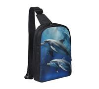 NTVOWPZO Sac à bandoulière pour femme et homme - Sac banane de voyage léger et décontracté - Motif éléphant, Jolis dauphins., Taille unique, Sacs à dos Sling