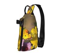 NTVOWPZO Sac à bandoulière pour femme et homme - Sac banane léger et décontracté - Motif libellule bleue, Papillon jaune et fleur, Taille unique, Sac à dos en bandoulière