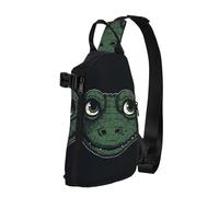 NTVOWPZO Sac à bandoulière pour homme et femme avec cadre et guirlande, sac banane de voyage, sac banane léger et décontracté, visage de crocodile vert, taille unique