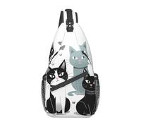 NTVOWPZO Sac à bandoulière pour homme et femme - Sac banane de voyage léger et décontracté - Motif chats noirs et blancs - Taille unique, Chats noirs et blancs., Taille unique, Sacs à dos Sling
