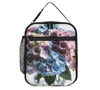 NTVOWPZO Sac à déjeuner isotherme pour homme et femme - Motif fleurs d'hortensia dans un vase - Étanche - Pour le travail, le pique-nique