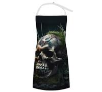 NTVOWPZO Tabliers de cuisine pour homme et femme - Tablier de chef imperméable avec poches réglables - Motif tête de mort et plantes, Style 1-1, 70x80cm