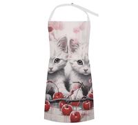 NTVOWPZO Tabliers de cuisine pour homme et femme - Tablier de cuisine imperméable avec poches - Tablier de chef chat et cerise, Couleur : 1, 70x80cm