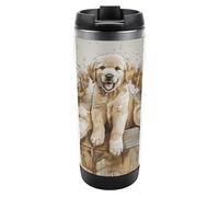 NTVOWPZO Tasse de voyage pour trois petits chiens - Gobelet isotherme réutilisable avec couvercle - Tasse à café de voyage isotherme en acier inoxydable pour café, thé et boissons