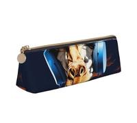 NTVOWPZO Trousse à crayons en cuir de grande capacité avec fermeture éclair et porte-stylo pour femme Motif cœur dinosaure, Girafe portant des écouteurs, Taille unique, Trousse à crayons