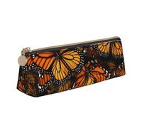 NTVOWPZO Trousse à crayons en cuir de grande capacité avec fermeture éclair et porte-stylo pour femme Orange Monarque Papillons, Papillons monarques orange, Taille unique, Trousse à crayons