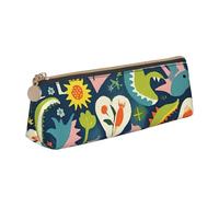 NTVOWPZO Trousse à crayons en cuir de grande capacité avec fermeture éclair et porte-stylo pour femme Motif cœur dinosaure, Imprimé dinosaure en forme de cœur, Taille unique, Trousse à crayons