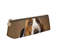 NTVOWPZO Trousse à crayons en cuir de grande capacité avec fermeture éclair pour femme, Basset Hound, Taille unique, Trousse à crayons