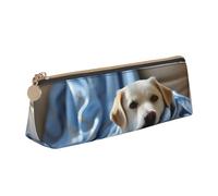 NTVOWPZO Trousse à crayons en cuir de grande capacité avec fermeture éclair pour femme, Chien enveloppé dans une couverture, Taille unique, Trousse à crayons