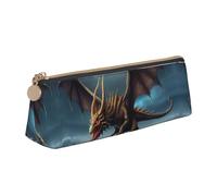 NTVOWPZO Trousse à crayons en cuir de grande capacité avec fermeture éclair pour femme, Dragon volant., Taille unique, Trousse à crayons
