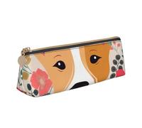 NTVOWPZO Trousse à crayons en cuir de grande capacité avec fermeture éclair pour femme, Fleurs pour chien, Taille unique, Trousse à crayons