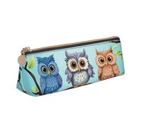 NTVOWPZO Trousse à crayons en cuir de grande capacité avec fermeture éclair pour femme, Hiboux sur une branche, Taille unique, Trousse à crayons