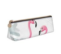 NTVOWPZO Trousse à crayons en cuir de grande capacité avec fermeture éclair pour femme, Love Flamingo, Taille unique, Trousse à crayons