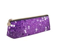 NTVOWPZO Trousse à crayons en cuir de grande capacité avec fermeture éclair pour femme Motif fleurs hawaïennes et feuilles de palmier, Paillettes violettes scintillantes., Taille unique, Trousse à