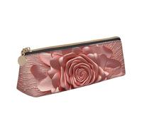 NTVOWPZO Trousse à crayons en cuir de grande capacité avec fermeture éclair pour femme Motif fleurs hawaïennes et feuilles de palmier, Or rose, One Size, Trousse à crayons