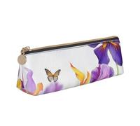 NTVOWPZO Trousse à crayons en cuir de grande capacité avec fermeture éclair pour femme Motif renne tartan à carreaux, Iris Fleur Papillon, Taille unique, Trousse à crayons