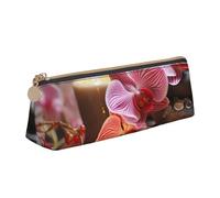 NTVOWPZO Trousse à crayons en cuir de grande capacité avec fermeture éclair pour femme - Pierre d'orchidée rouge, Bougies rouges en pierre d'orchidée, Taille unique, Trousse à crayons