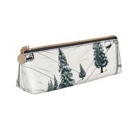 NTVOWPZO Trousse à crayons en cuir de grande capacité avec fermeture éclair pour femme, Remontée mécanique avec sapin, Taille unique, Trousse à crayons