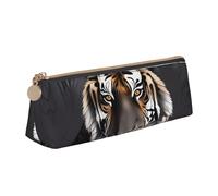 NTVOWPZO Trousse à crayons en cuir de grande capacité avec fermeture éclair pour femme, Tigre au repos, Taille unique, Trousse à crayons