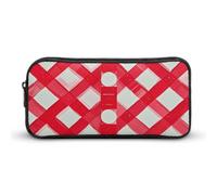 NTVOWPZO Trousse à stylos esthétique à carreaux rouges et blancs - Trousse de maquillage portable pour bureau - 22 x 12 x 5 cm, Style :, 22*12*5cm, Trousse à crayons