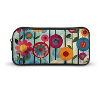 NTVOWPZO Trousse à stylos esthétique avec cercles et fleurs, trousse de maquillage, organiseur de bureau pour bureau, style, 22 x 12 x 5 cm, trousse à crayons, Style :, 22*12*5cm, Trousse à crayons