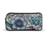 NTVOWPZO Trousse à stylos esthétique avec fleurs bleues et violettes, trousse de maquillage, organiseur de bureau pour bureau, style, 22 x 12 x 5 cm, trousse à crayons, Style :, 22*12*5cm, Trousse à