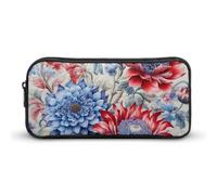 NTVOWPZO Trousse à stylos esthétique avec fleurs rouges et bleues - Trousse de maquillage portable pour bureau, style, 22 x 12 x 5 cm, trousse à crayons, Style :, 22*12*5cm, Trousse à crayons