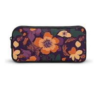 NTVOWPZO Trousse à stylos esthétique avec fleurs sur fond violet - Trousse de maquillage portable pour bureau, style 22 x 12 x 5 cm, Style :, 22*12*5cm, Trousse à crayons