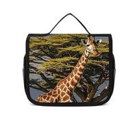 NTVOWPZO Trousse de toilette de voyage pour femme - Girafe d'Afrique - Arbre majestueux - Trousse de maquillage à suspendre - Style : 22,5 x 18,5 cm - Style : 22,5 x 18,5 cm, Style :, 22.5x18.5cm