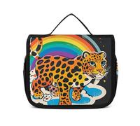 NTVOWPZO Trousse de toilette de voyage pour femme - Motif léopard arc-en-ciel - Côté sauvage - Sac de rangement à suspendre - 22,5 x 18,5 cm - Style : 22,5 x 18,5 cm, Style :, 22.5x18.5cm