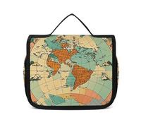 NTVOWPZO Trousse de toilette de voyage pour femme, trousse de toilette de voyage avec carte du monde antique, sac de maquillage à suspendre, 22,5 x 18,5 cm, style, 22,5 x 18,5 cm, Style :, 22.5x18.5cm