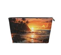 NTVOWPZO Trousse de toilette de voyage pour femmes et hommes, cocotiers et lever du soleil, grande capacité, résistante à l'eau, sac de rangement cosmétique, Argent, One Size