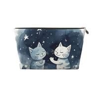 NTVOWPZO Trousse de toilette de voyage pour homme et femme avec deux chats levant la main - Grande capacité - Résistante à l'eau, doré, Taille unique
